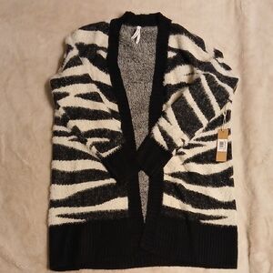 Oversized Fuzzy Zebra Print Sweater